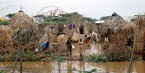 Flooding yesterday in Kenya's Turkana region, an area that rarely gets rain.